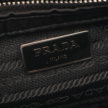 Prada Shoulder Bag Tessuto Bomber Black Nylon Leather Chain — view 4