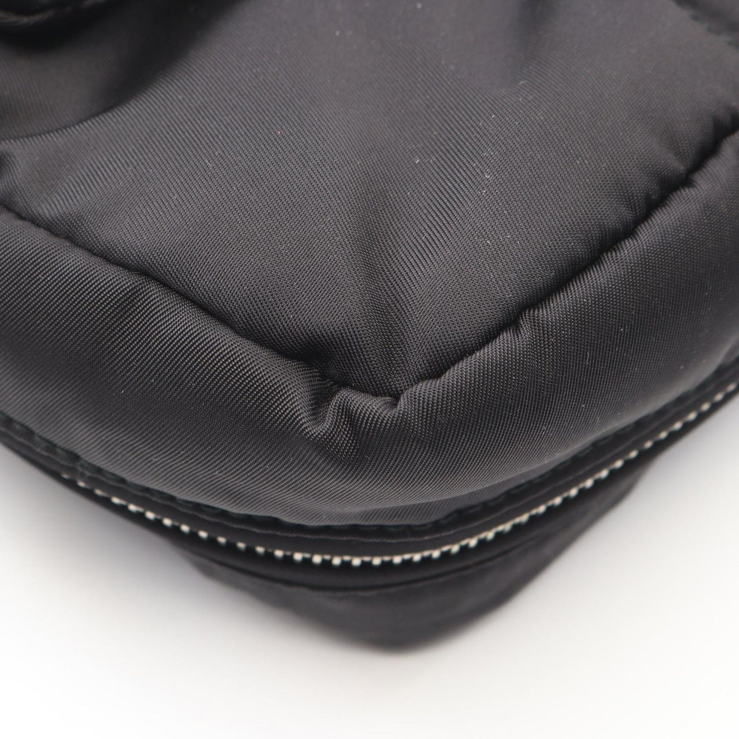 Prada Shoulder Bag Tessuto Bomber Black Nylon Leather Chain — view 5