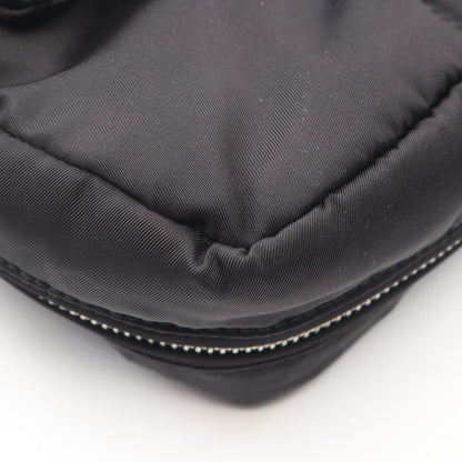 Prada Shoulder Bag Tessuto Bomber Black Nylon Leather Chain — view 5