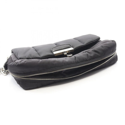 Prada Shoulder Bag Tessuto Bomber Black Nylon Leather Chain — view 9