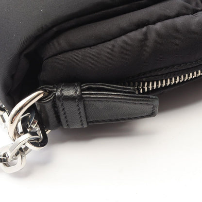 Prada Shoulder Bag Tessuto Bomber Black Nylon Leather Chain — view 6