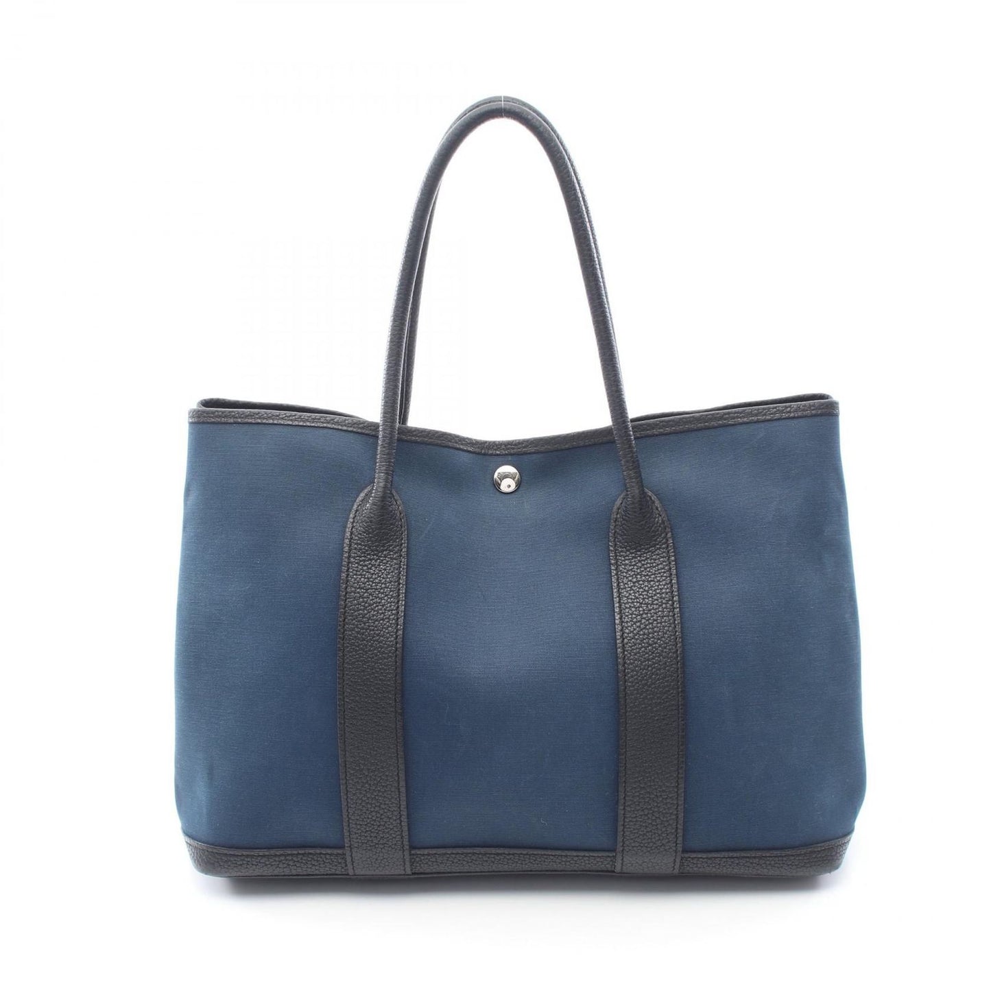 Hermes Tote Garden Party PM Blue New Black Leather Canvas