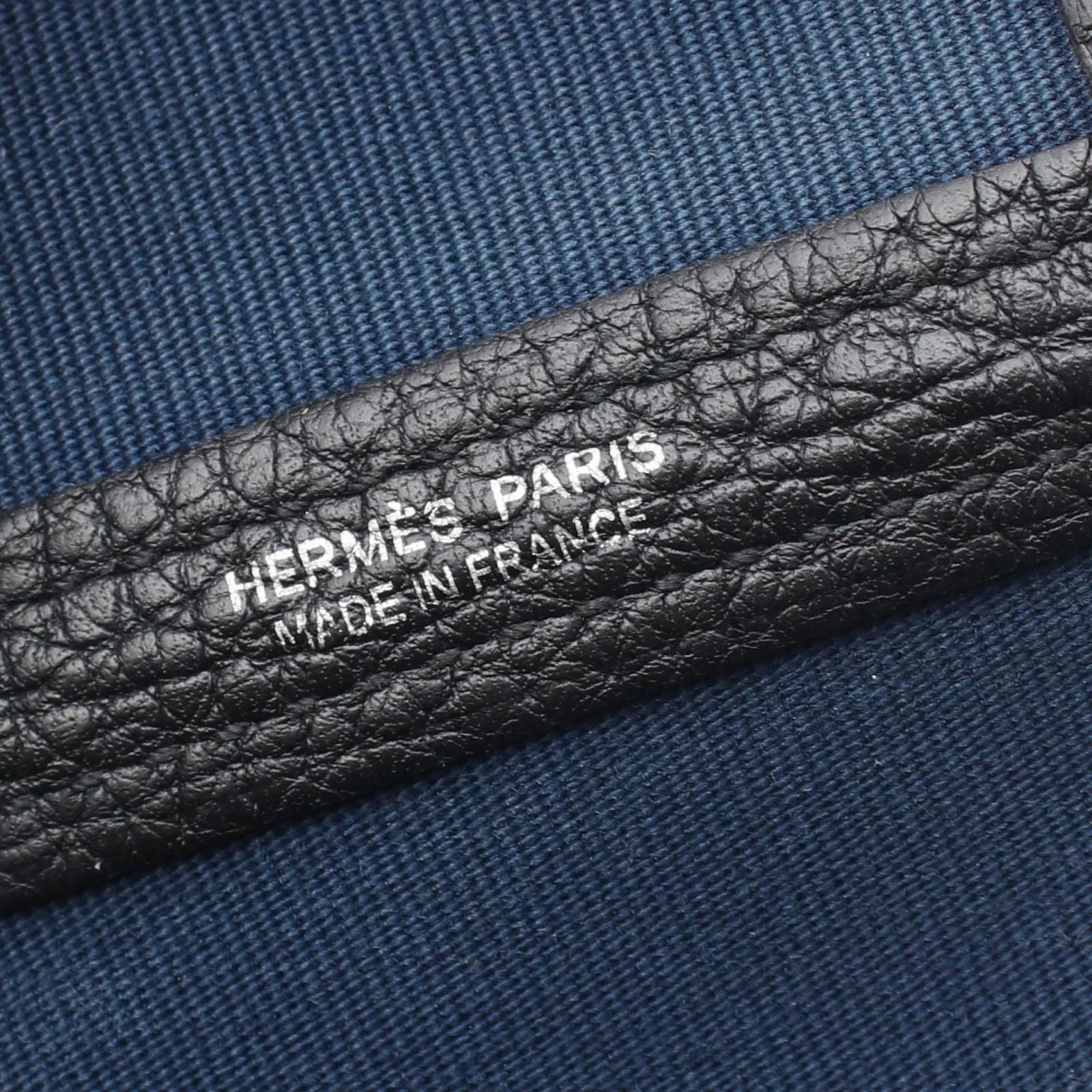 Hermes Tote Garden Party PM Blue New Black Leather Canvas — view 4
