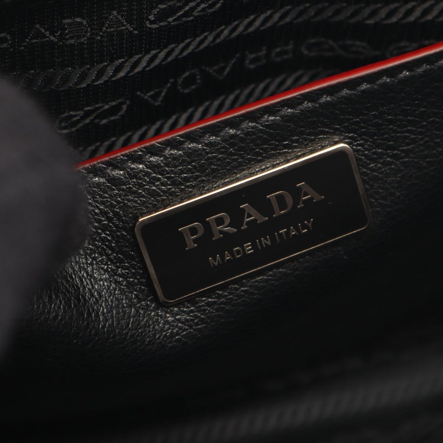Prada Handbag Glace Calf Scam 2-Way Black Leather Suede — view 4