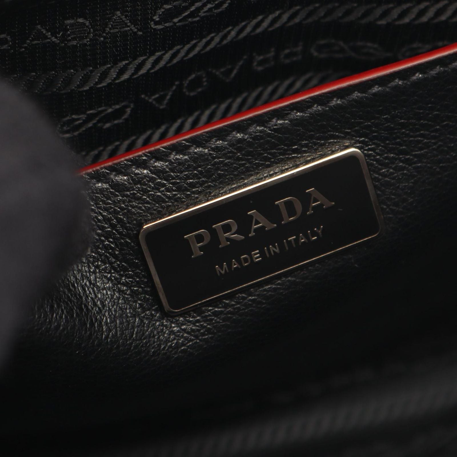 Prada Handbag Glace Calf Scam 2-Way Black Leather Suede — view 4