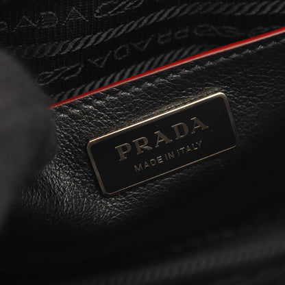 Prada Handbag Glace Calf Scam 2-Way Black Leather Suede — view 4