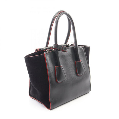 Prada Handbag Glace Calf Scam 2-Way Black Leather Suede — view 2