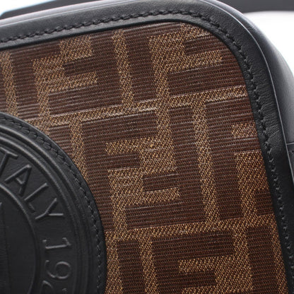 Fendi Shoulder Bag Cam Zucca Brown Black Canvas Leather — view 6