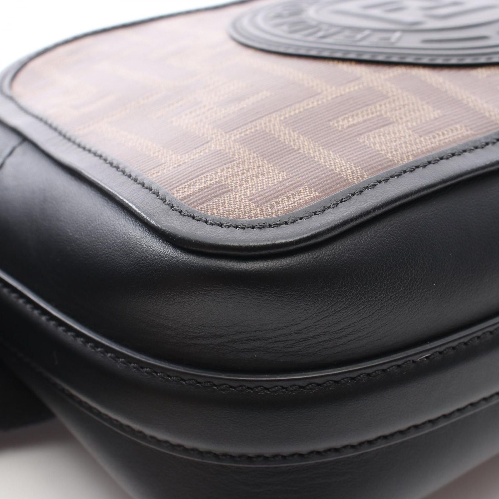 Fendi Shoulder Bag Cam Zucca Brown Black Canvas Leather — view 5
