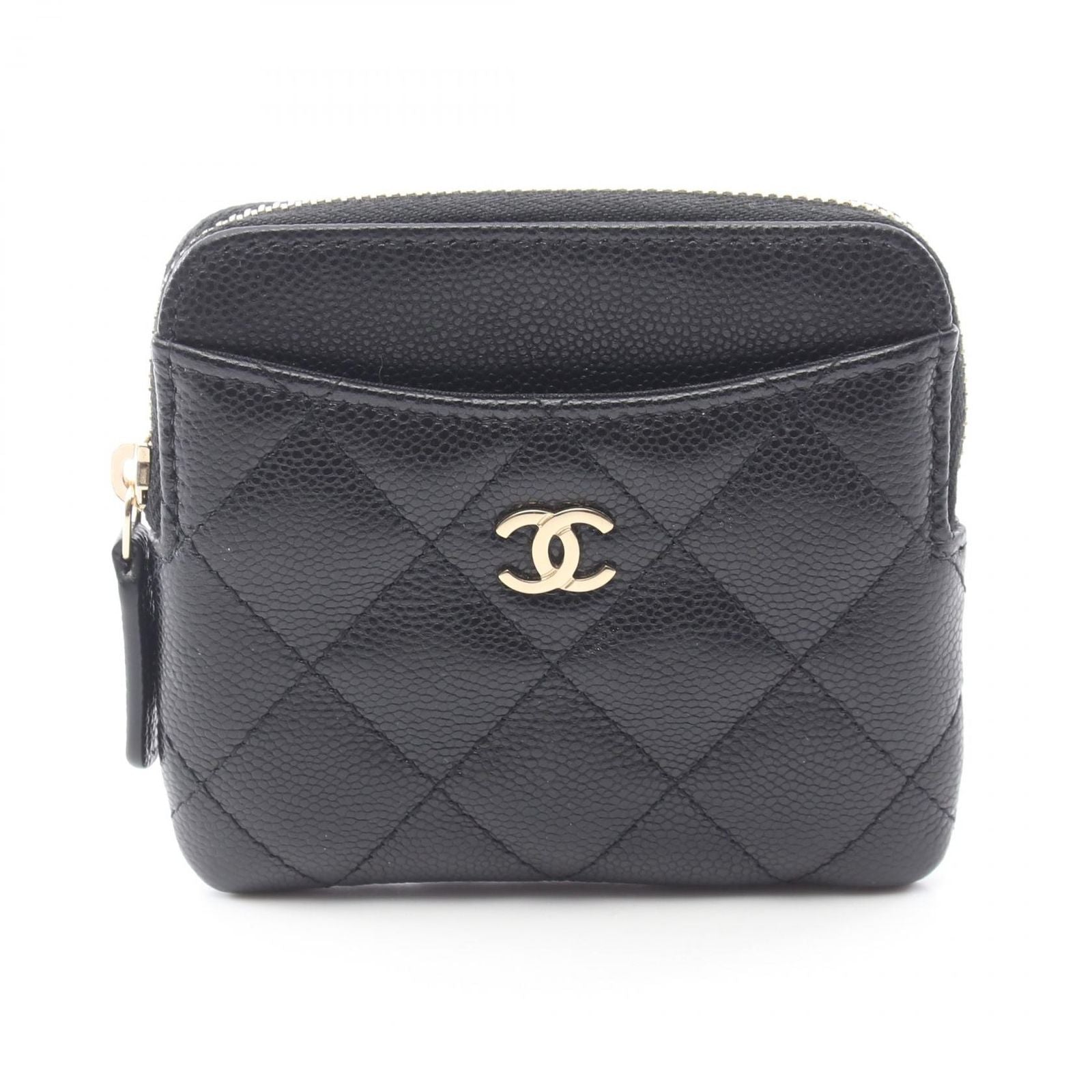 Chanel Coin Case Quilted Black Caviar Leather