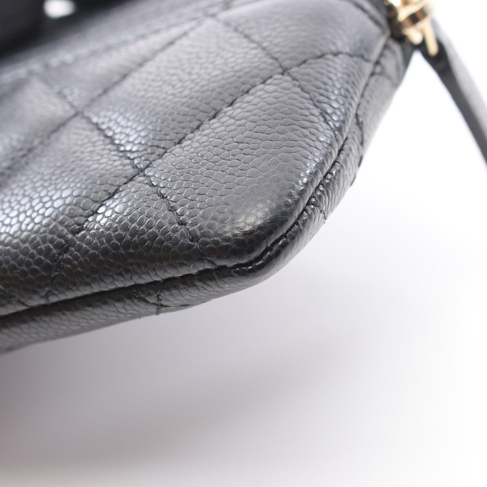 Chanel Coin Case Quilted Black Caviar Leather — view 8