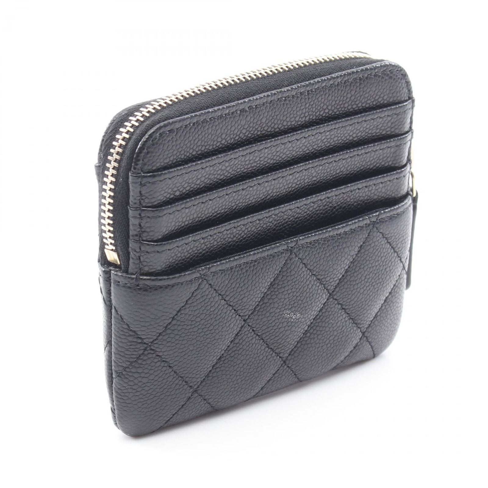 Chanel Coin Case Quilted Black Caviar Leather — view 2