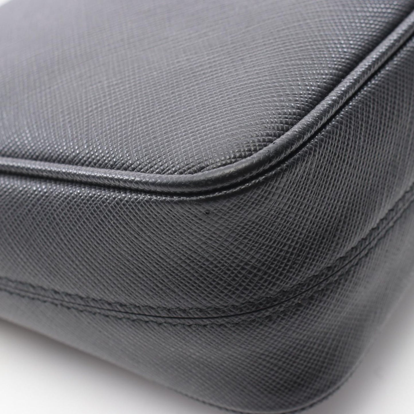 Prada Shoulder Bag Saffiano Travel Black Leather Triangle Logo — view 5