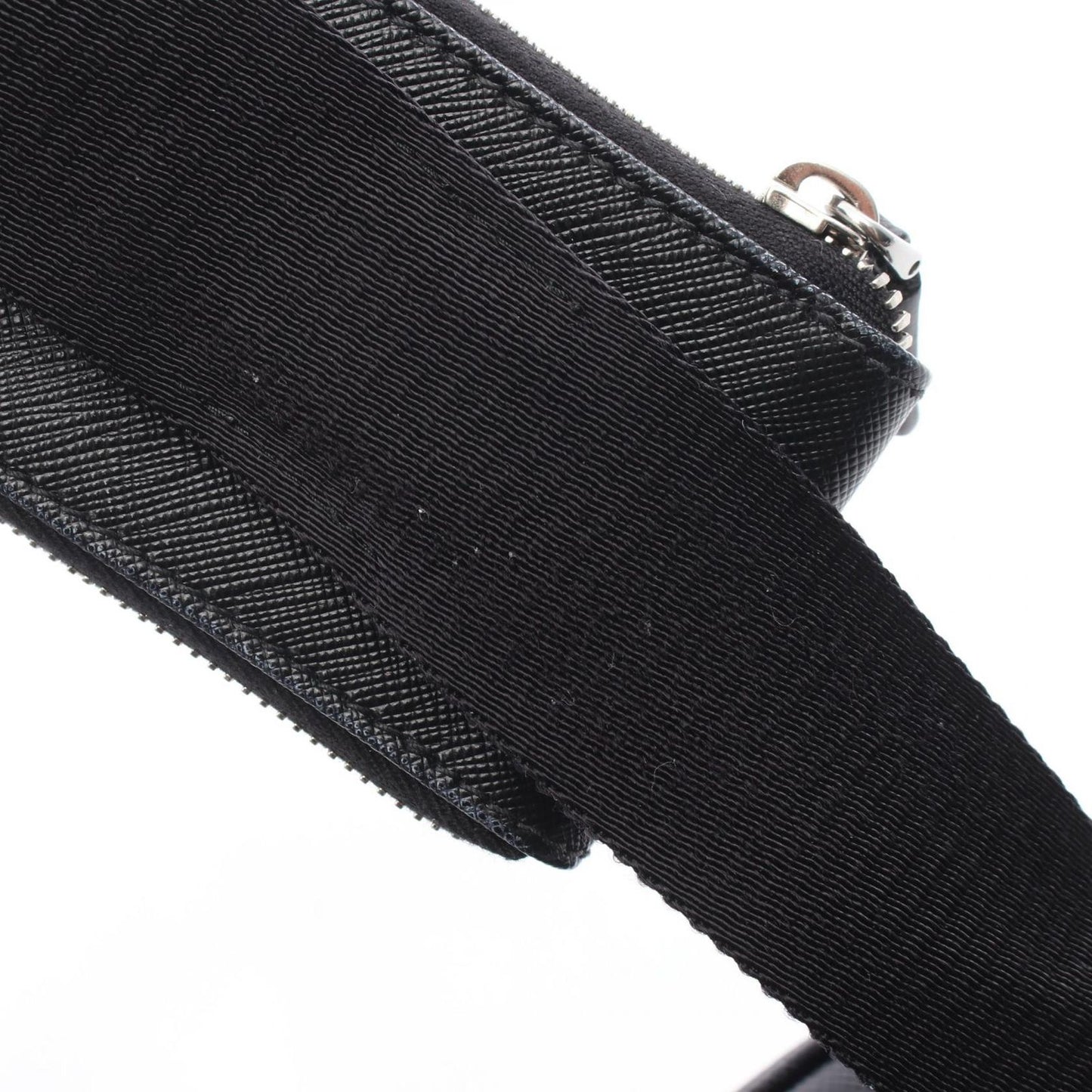 Prada Shoulder Bag Saffiano Travel Black Leather Triangle Logo — view 6