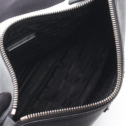 Prada Shoulder Bag Saffiano Travel Black Leather Triangle Logo — view 3