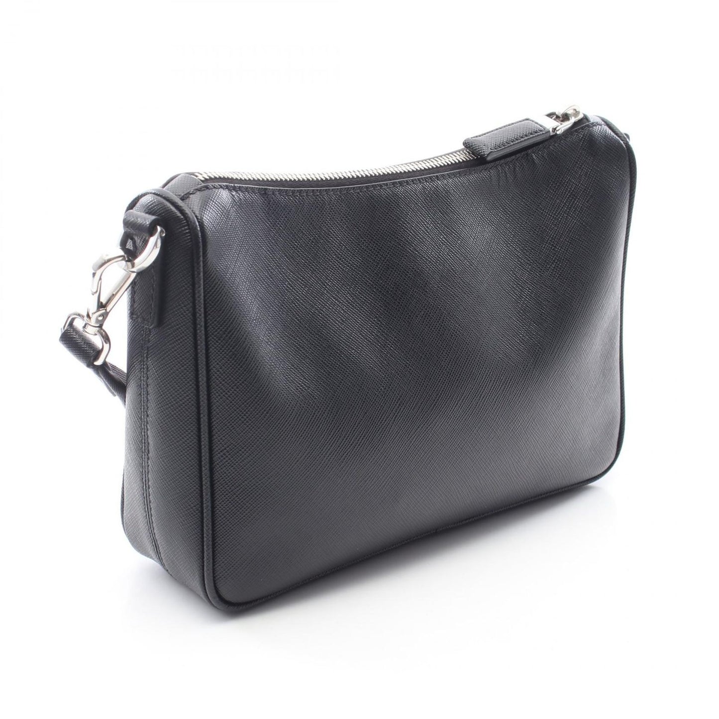 Prada Shoulder Bag Saffiano Travel Black Leather Triangle Logo — view 2