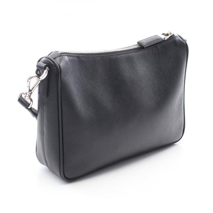 Prada Shoulder Bag Saffiano Travel Black Leather Triangle Logo — view 2