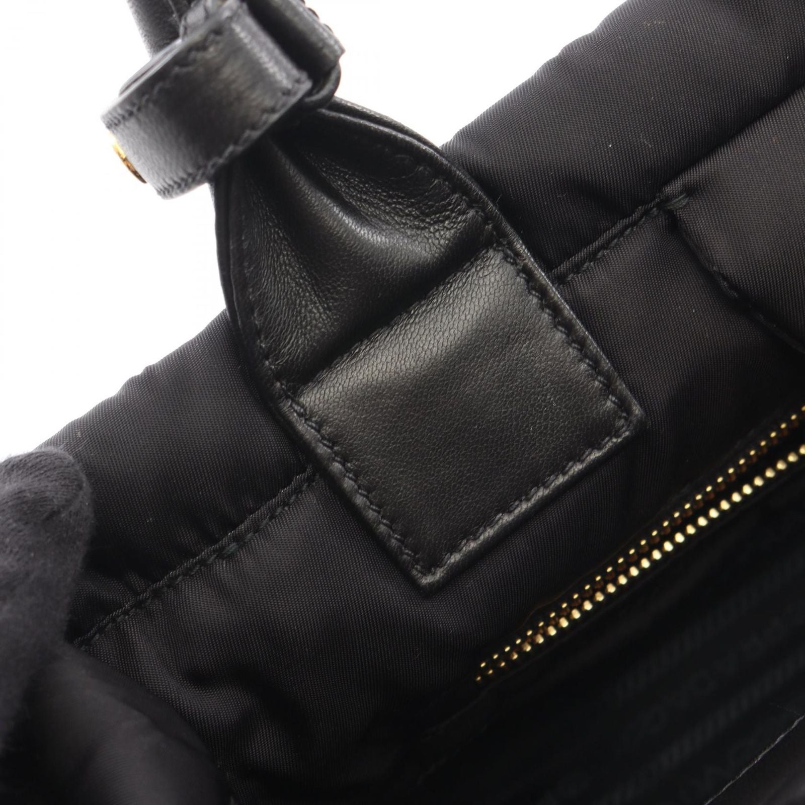 Prada Handbag Tessuto Bomber Ribbon 2-Way Black Nylon Leather — view 7