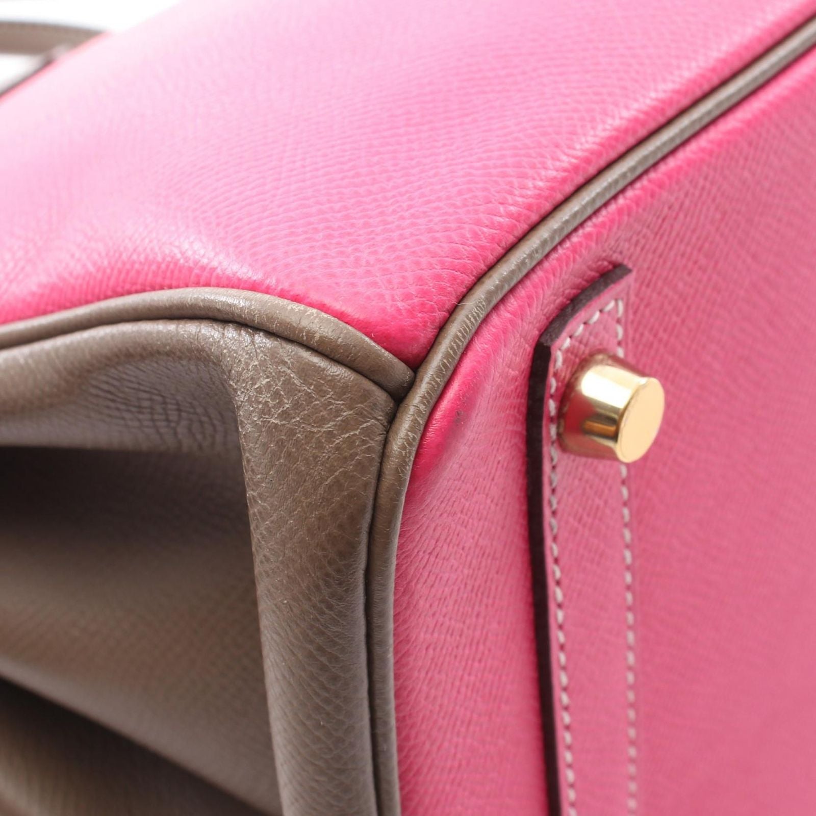 Hermes Handbag Birkin 30 Rose Tyrian Etoupe Leather — view 8