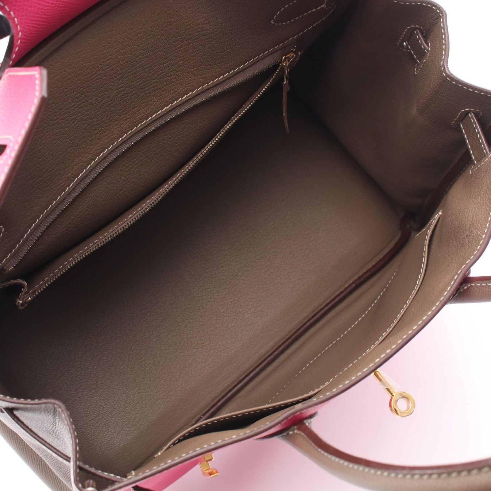 Hermes Handbag Birkin 30 Rose Tyrian Etoupe Leather — view 3