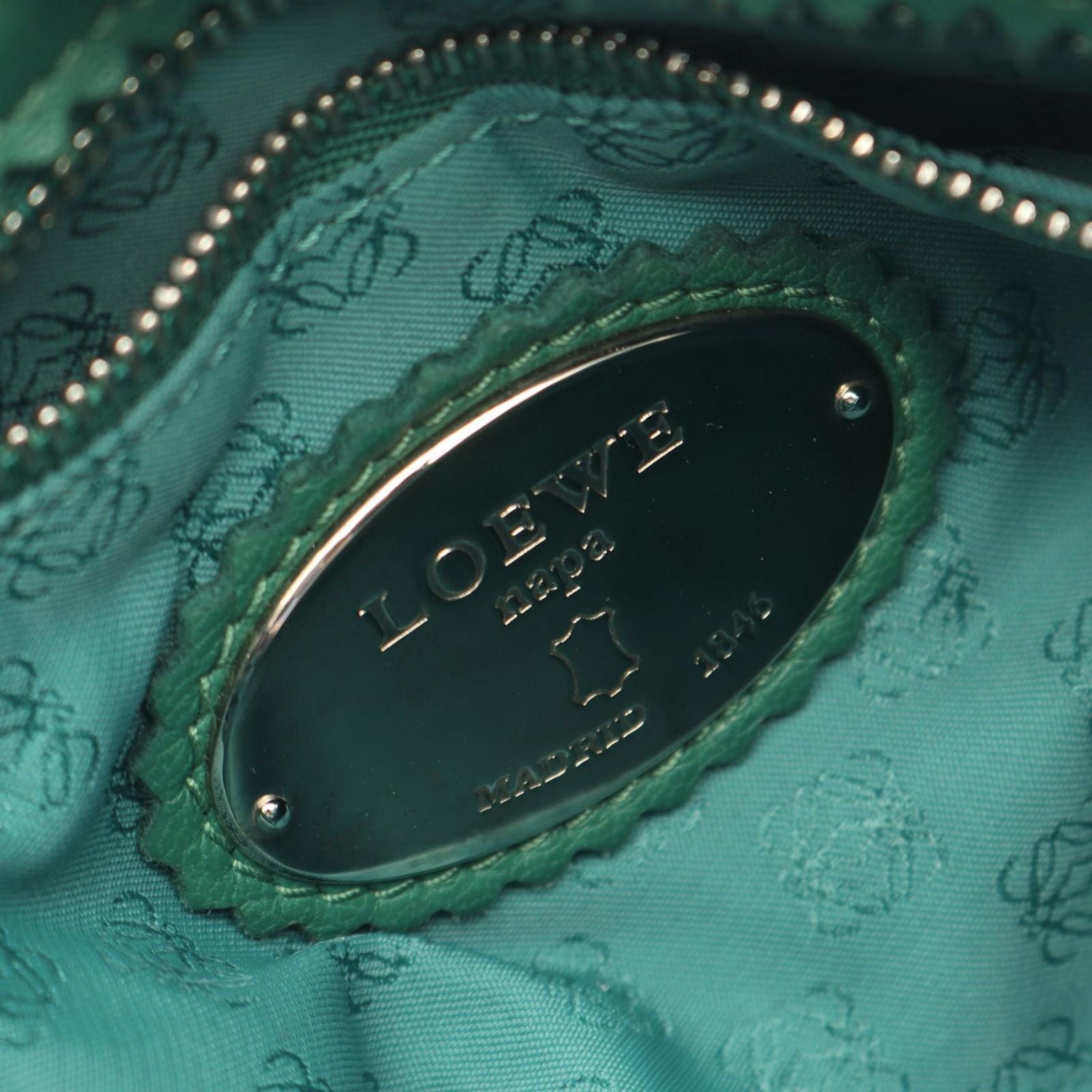 Loewe Shoulder Bag Flamenco 22 Tassel Green Blue Leather — view 4