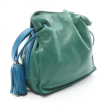 Loewe Shoulder Bag Flamenco 22 Tassel Green Blue Leather — view 2
