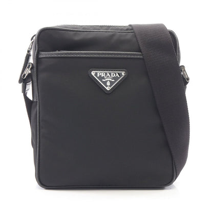 Prada Shoulder Bag Re-Nylon Black Nylon Saffiano Leather Triangle Logo