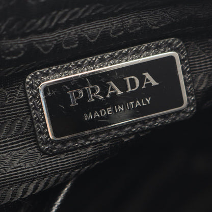 Prada Shoulder Bag Re-Nylon Black Nylon Saffiano Leather Triangle Logo — view 4