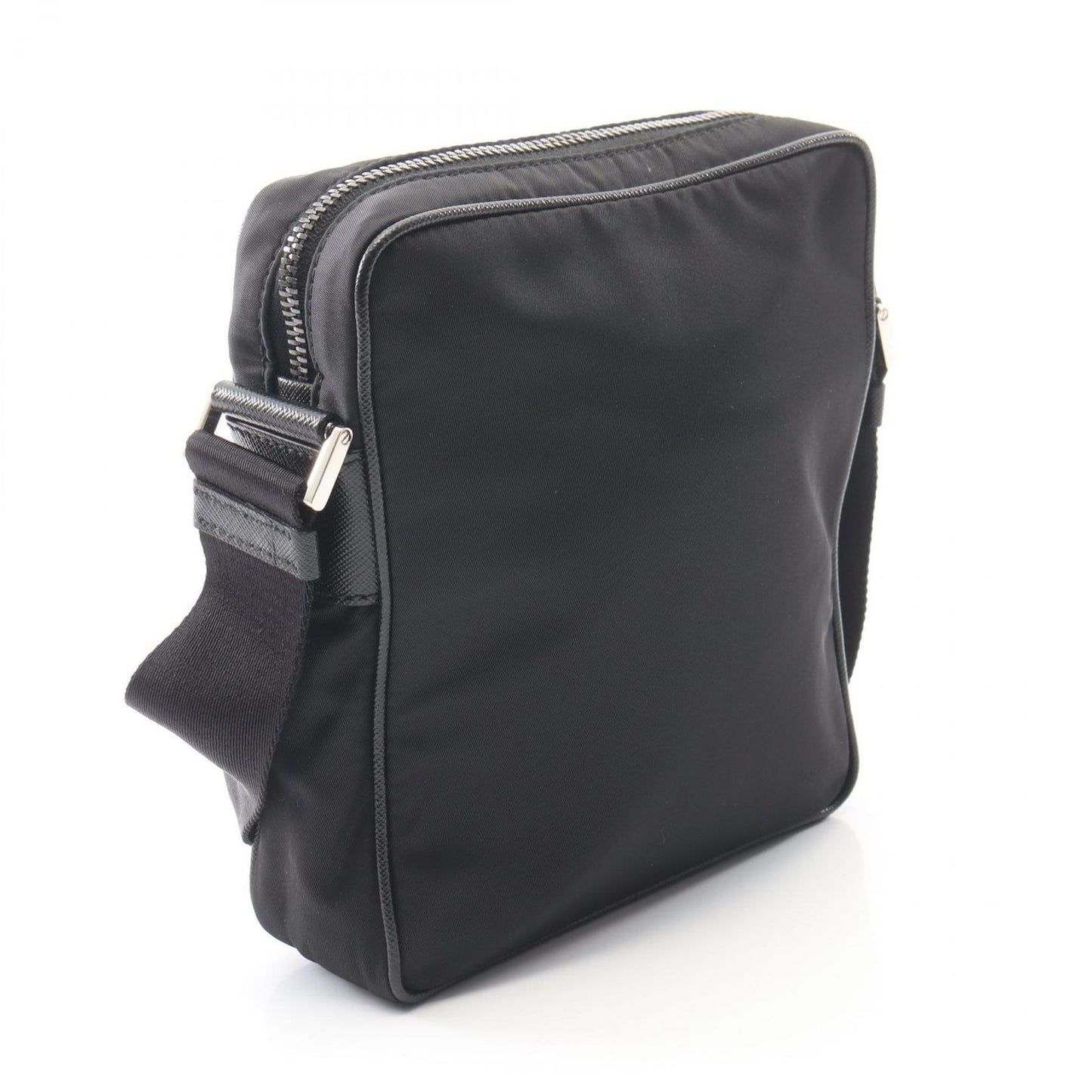 Prada Shoulder Bag Re-Nylon Black Nylon Saffiano Leather Triangle Logo — view 2