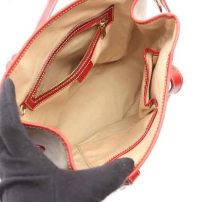 Celine Tote Macadam Beige Red Canvas Leather — view 3