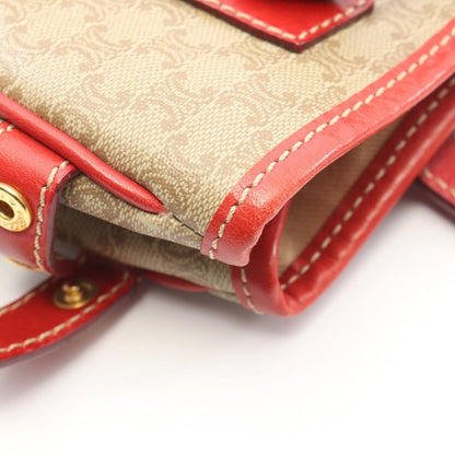 Celine Tote Macadam Beige Red Canvas Leather — view 8