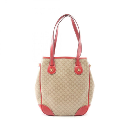 Celine Tote Macadam Beige Red Canvas Leather