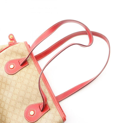 Celine Tote Macadam Beige Red Canvas Leather — view 7