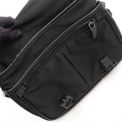 Prada Shoulder Bag Black Nylon Saffiano Leather — view 8