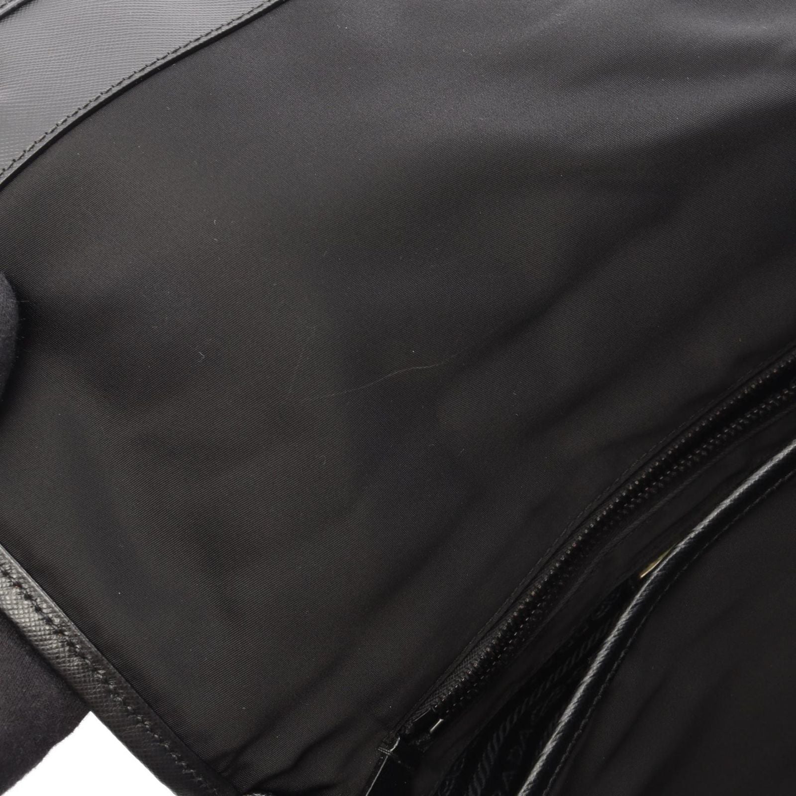 Prada Shoulder Bag Black Nylon Saffiano Leather — view 5
