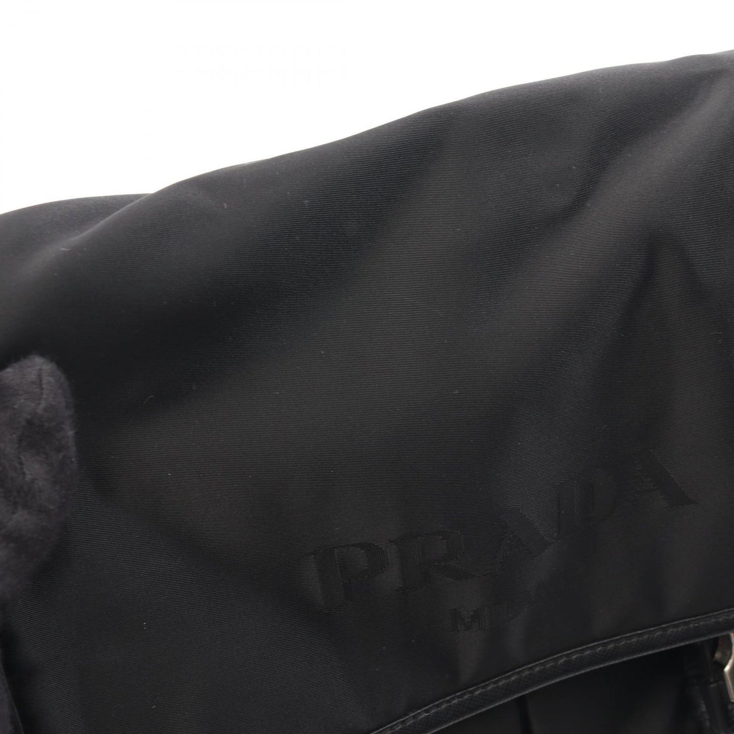 Prada Shoulder Bag Black Nylon Saffiano Leather — view 6