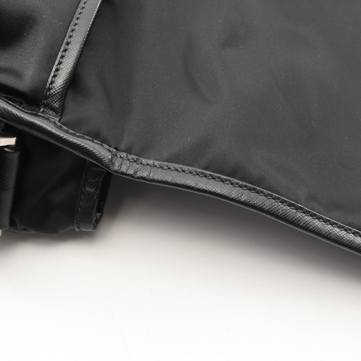 Prada Shoulder Bag Black Nylon Saffiano Leather — view 7