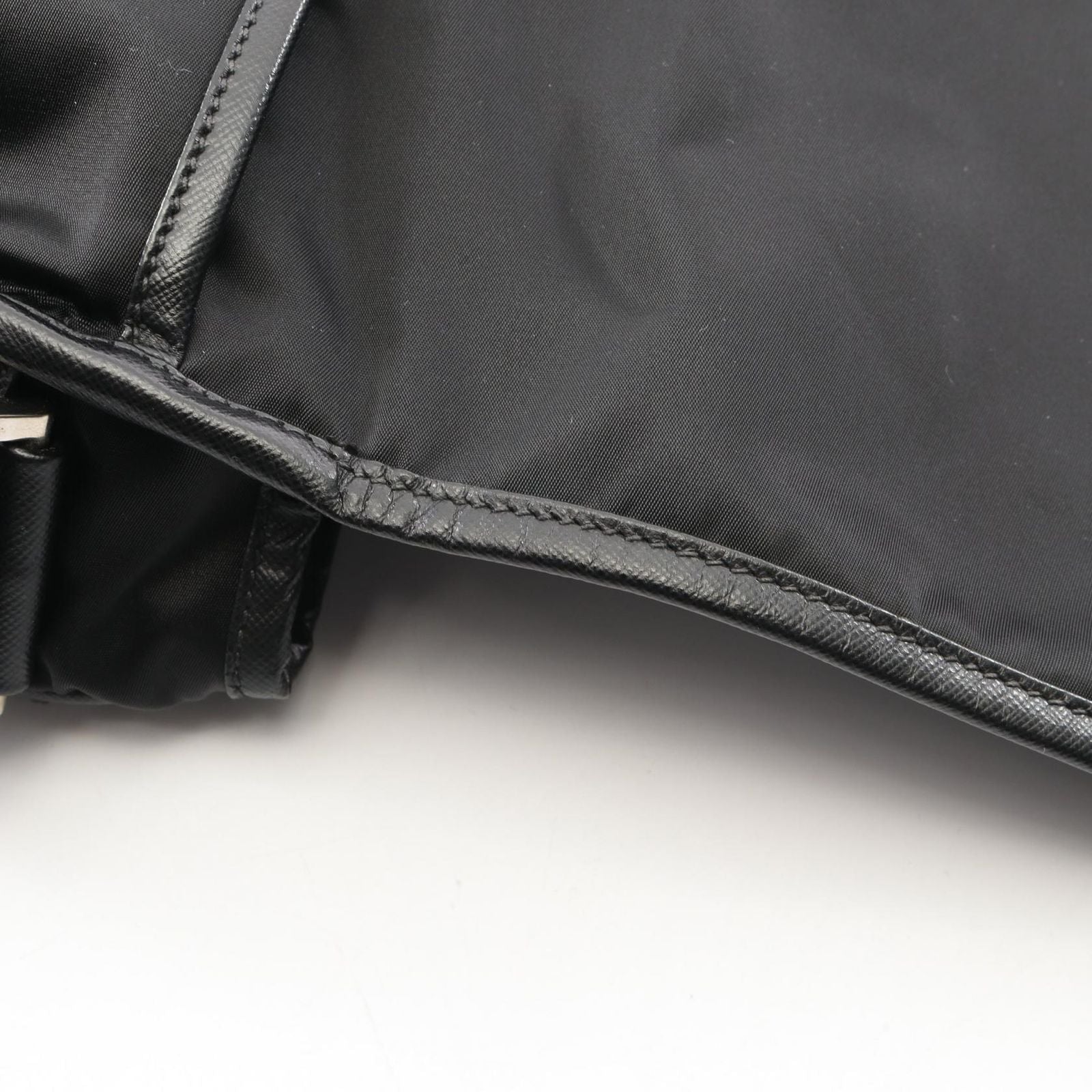 Prada Shoulder Bag Black Nylon Saffiano Leather — view 7
