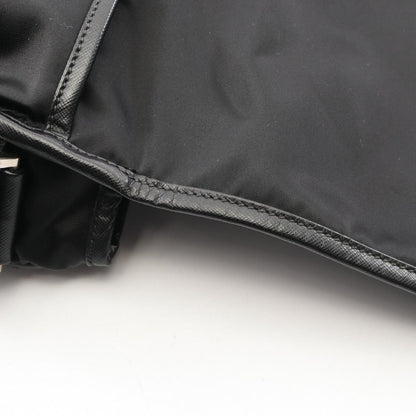 Prada Shoulder Bag Black Nylon Saffiano Leather — view 7