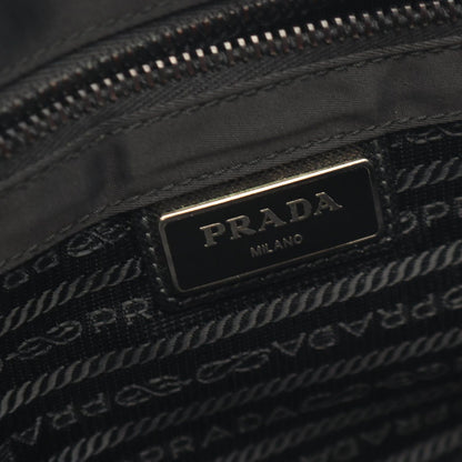 Prada Shoulder Bag Black Nylon Saffiano Leather — view 4
