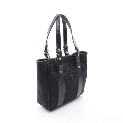 Fendi Tote Zucchino Black Canvas Leather Handbag — view 2