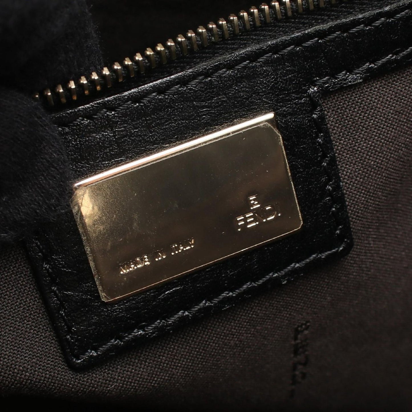Fendi Tote Zucchino Black Canvas Leather Handbag — view 4
