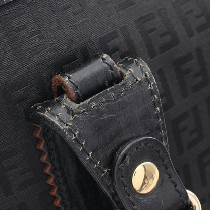 Fendi Tote Zucchino Black Canvas Leather Handbag — view 7