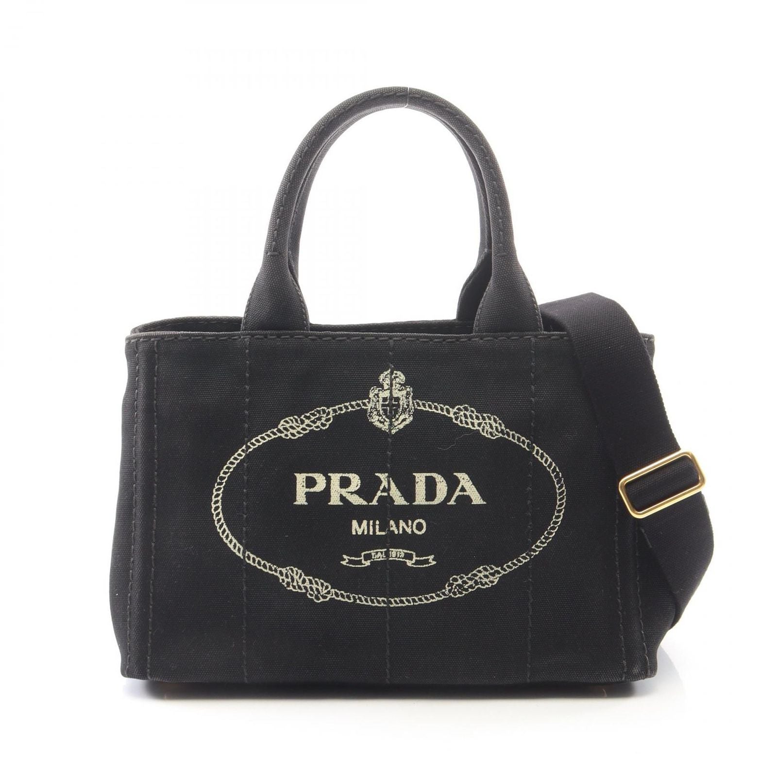 Prada Tote Canapa 2-Way Black Canvas