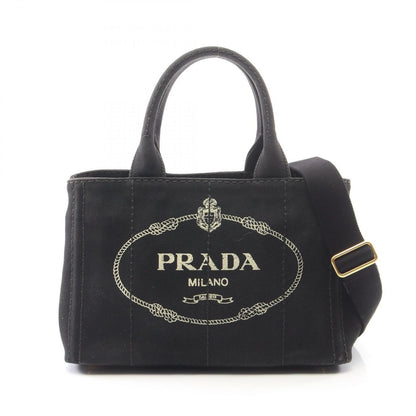 Prada Tote Canapa 2-Way Black Canvas