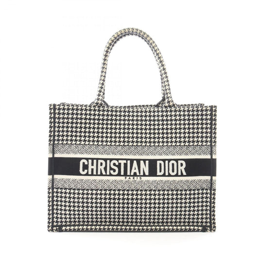 Dior Tote Book Houndstooth Black White Canvas