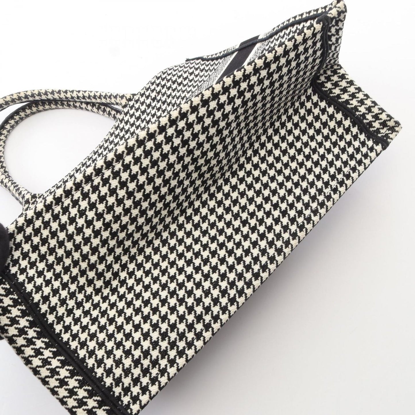 Dior Tote Book Houndstooth Black White Canvas — view 7