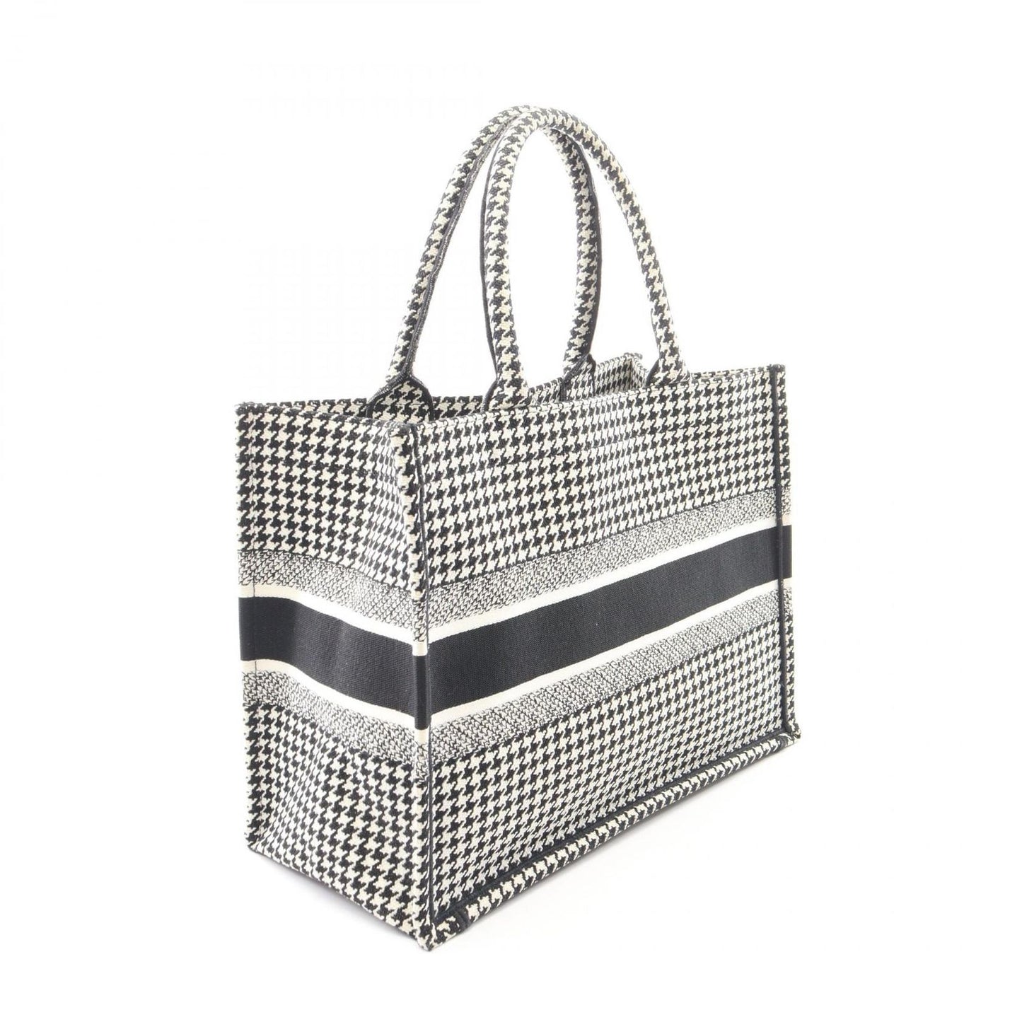 Dior Tote Book Houndstooth Black White Canvas — view 2