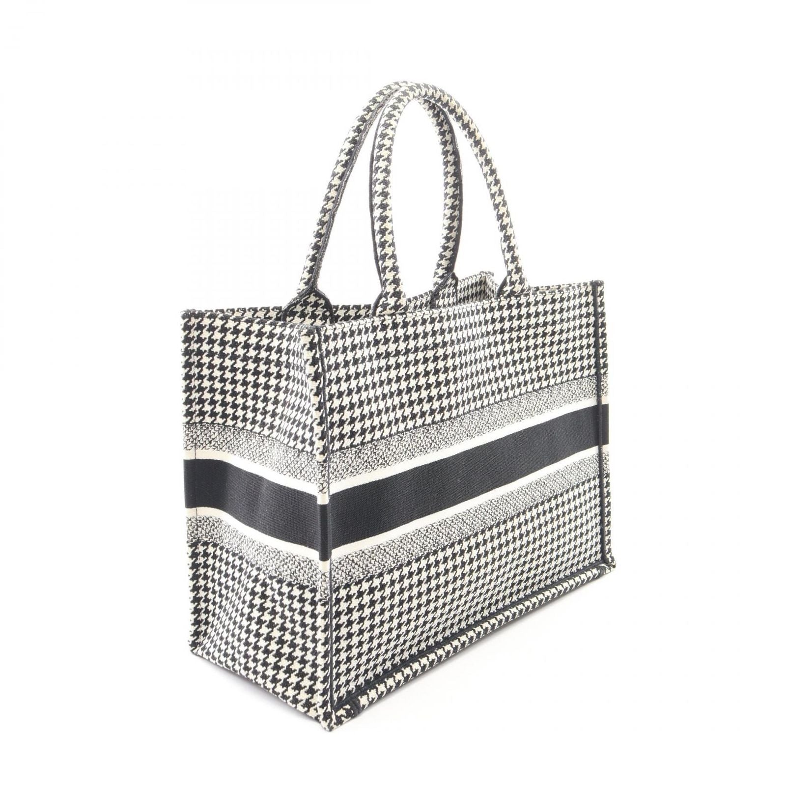 Dior Tote Book Houndstooth Black White Canvas — view 2