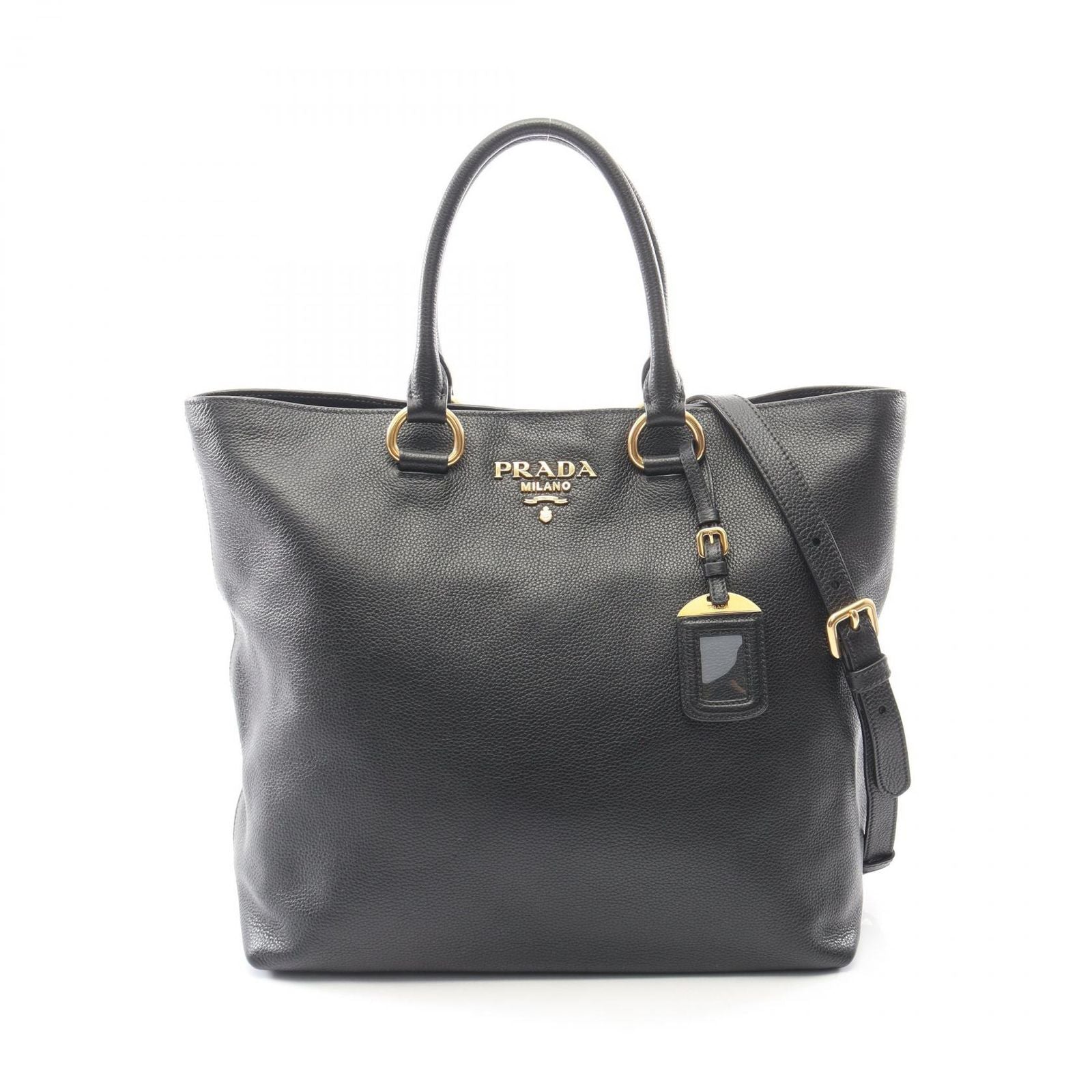 Prada Tote Vitello Phenix 2-Way Black Leather Phoenix
